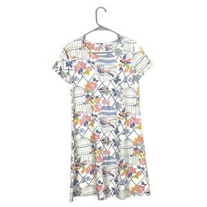 Spartina 449 novelty all over floral bird print dress size small